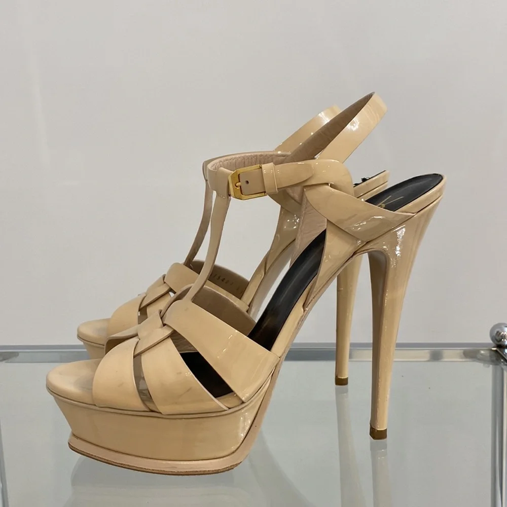 YSL Tribute Sandal Patent Leather Nude Color - Picture 4 of 7